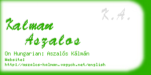 kalman aszalos business card