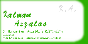 kalman aszalos business card